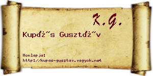 Kupás Gusztáv névjegykártya